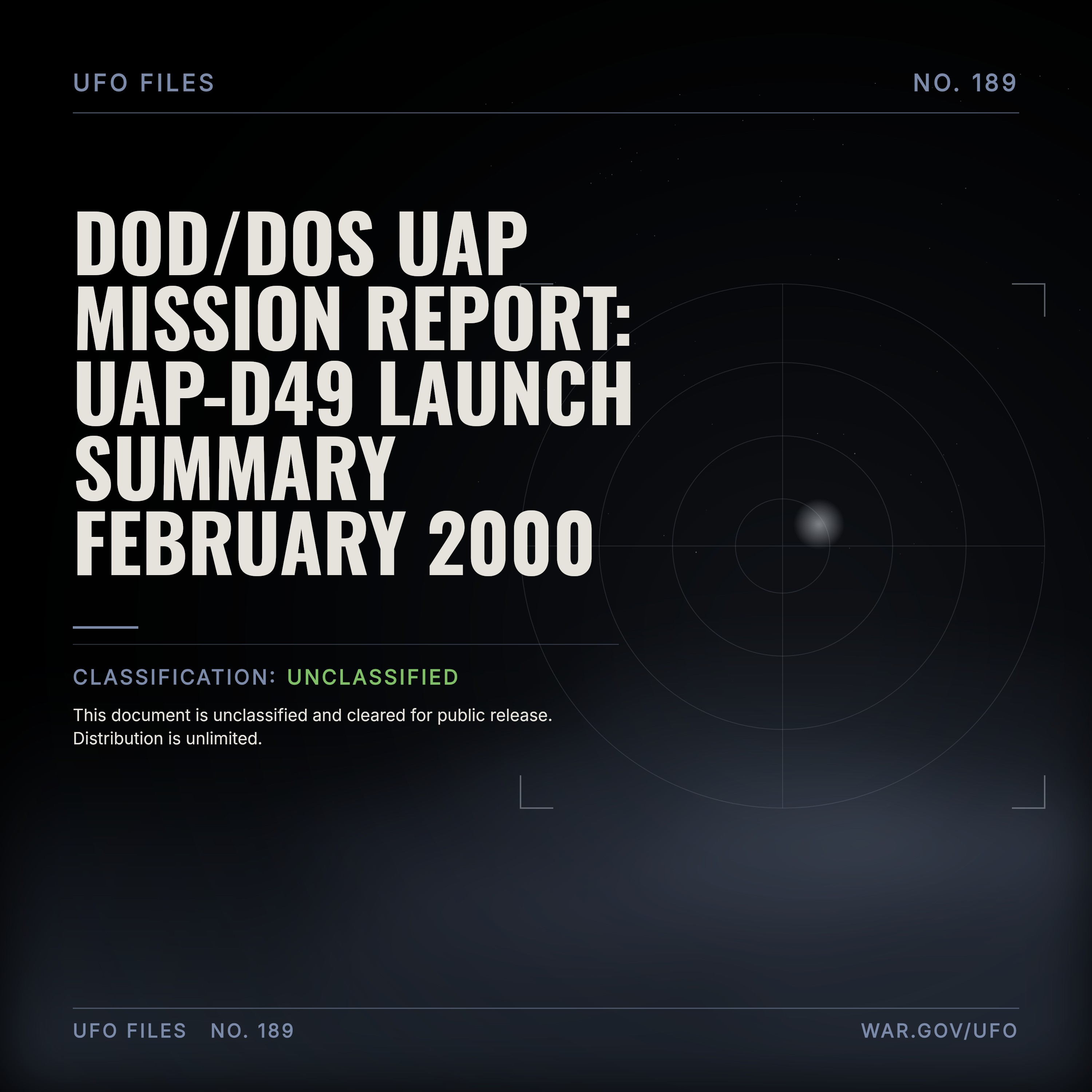 DOD/DOS UAP Mission Report: Uap-D49 Launch Summary February 2000 episode artwork