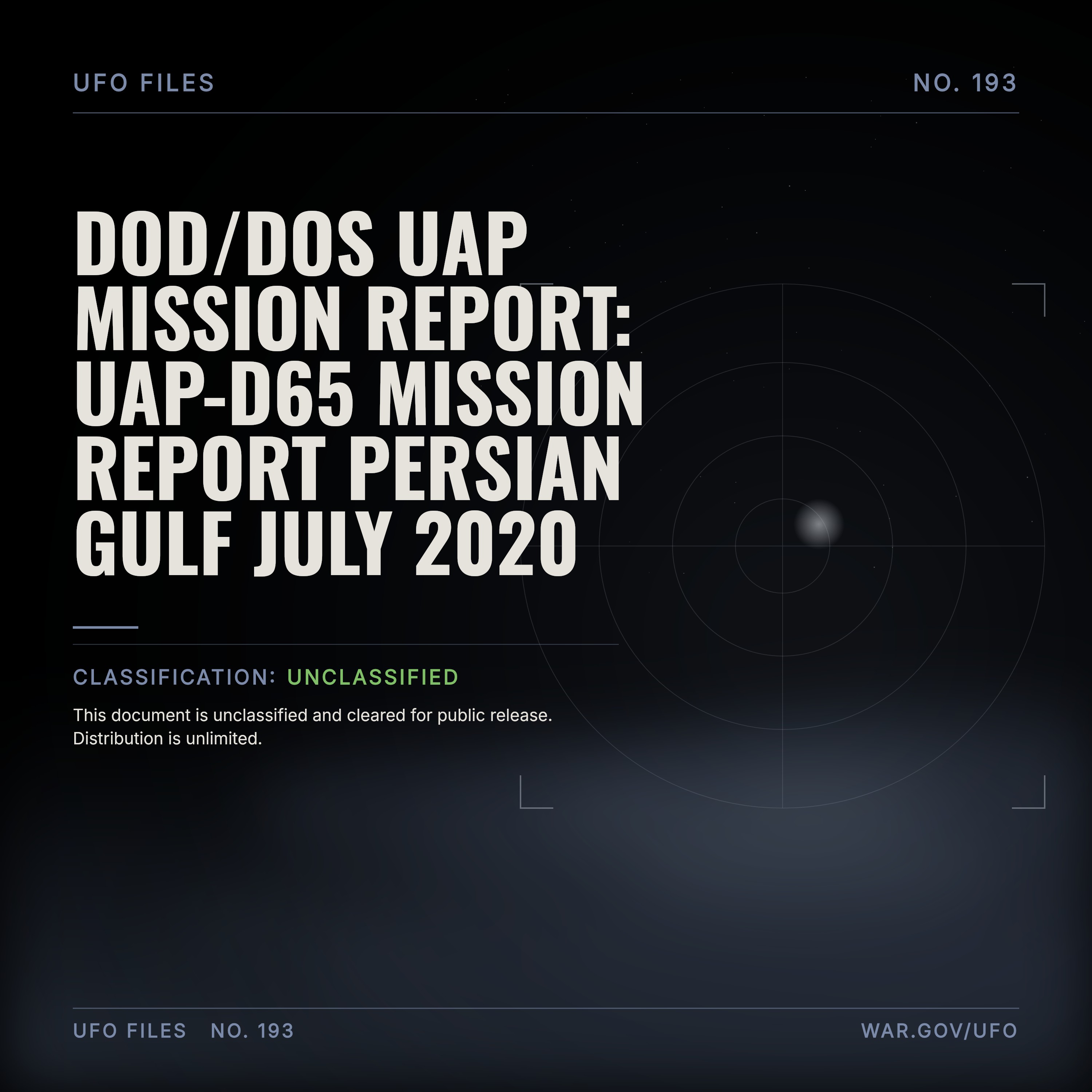 DOD/DOS UAP Mission Report: Uap-D65 Mission Report Persian Gulf July 2020 episode artwork