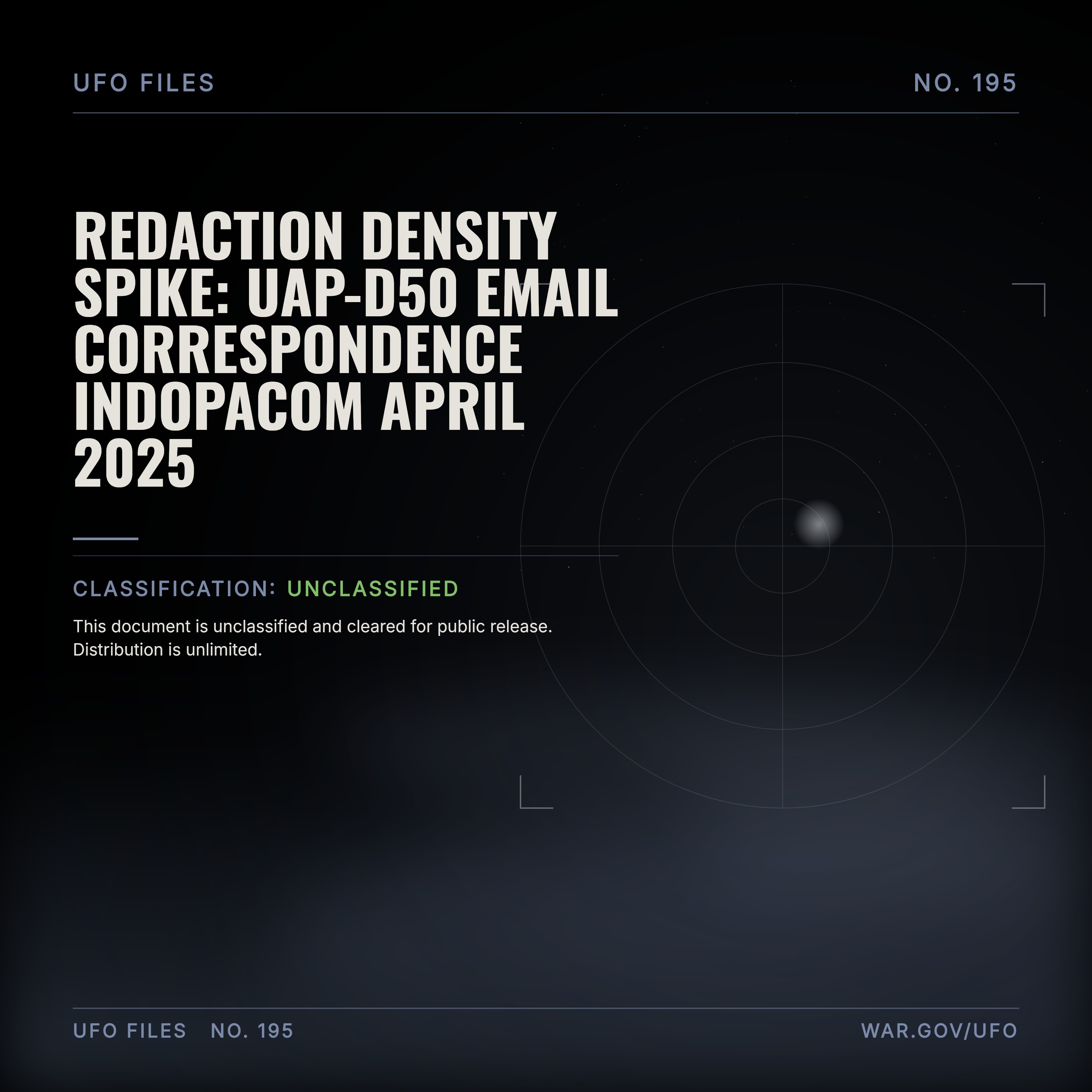 Redaction Density Spike: Uap-D50 Email Correspondence Indopacom April 2025 episode artwork