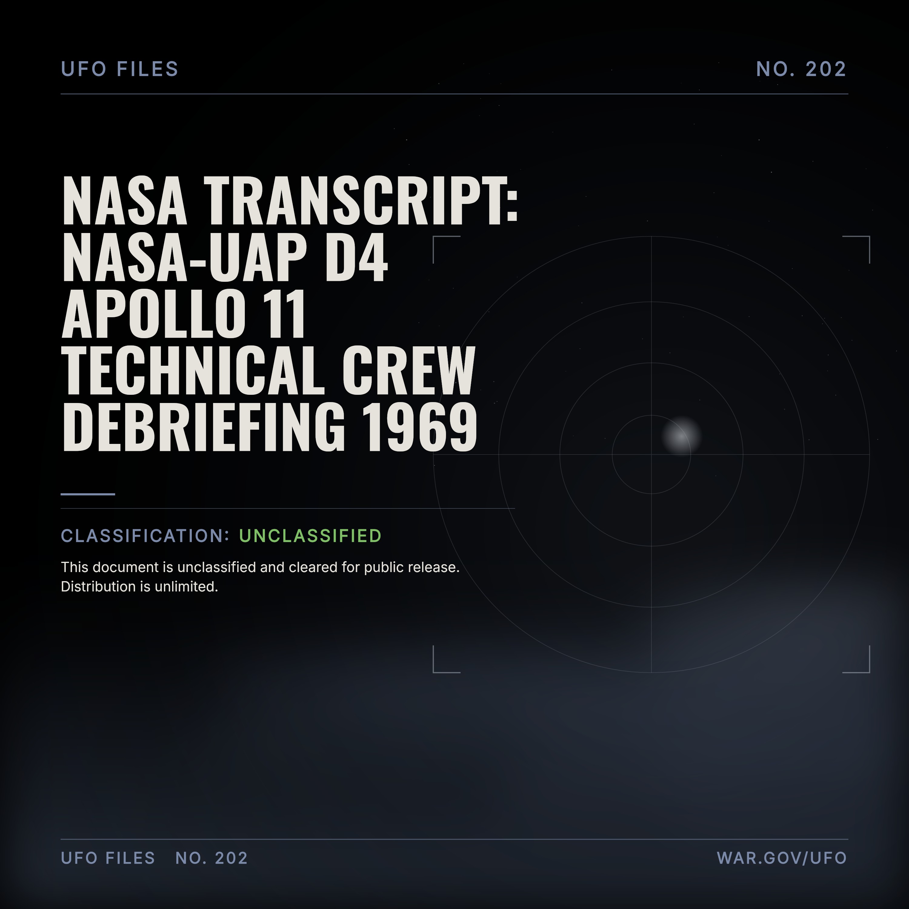 NASA Transcript: Nasa-UAP D4 Apollo 11 Technical Crew Debriefing 1969 episode artwork
